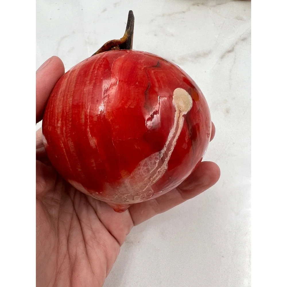 Vintage Mexican Onyx Stone Fruit Set of 5 Pomegranate Pineapple Pear Hand Carved